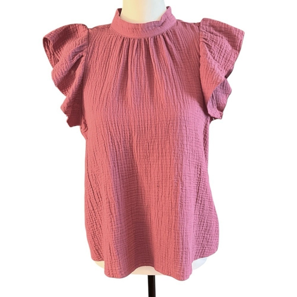 Joe's Jeans Cotton Gauze Flutter Sleeve Top in Violet Quartz Size S